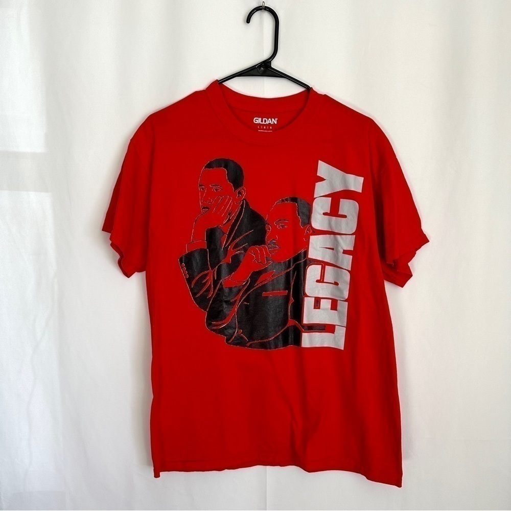 Men’s legacy tshirt in red color with MLK & obama print sz L - Picture 1 of 4